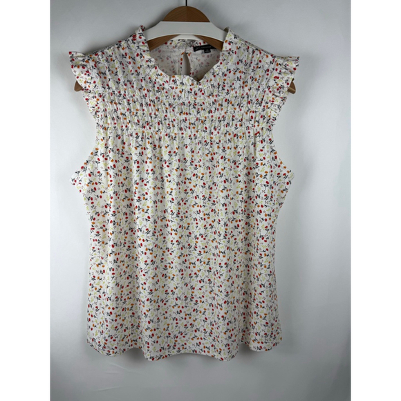 Adrianna Papell Tops - Women's Adrianna Papell Floral Smocked Top White/Red Size XL $10 w/$25 purchase
